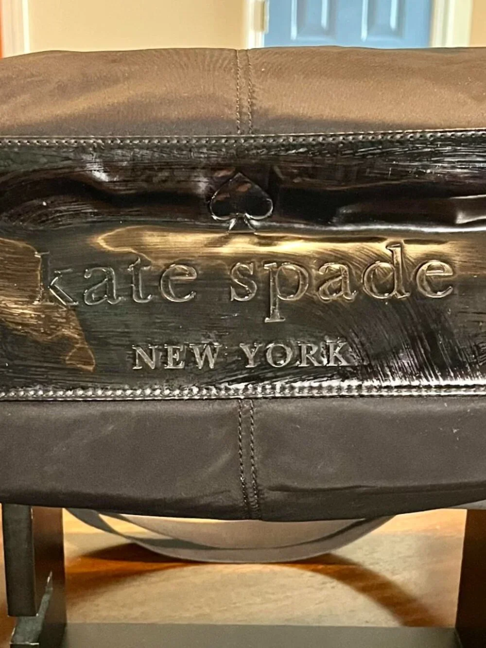 Black Kate Spade Serena Nylon Baby Diaper Bag w/ Patent Leather Trim Adjustable